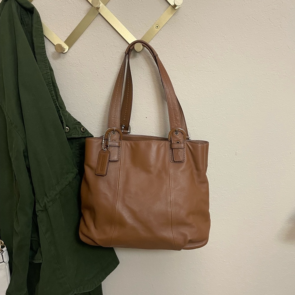 COACH SoHo North South Tote Soft Brown Leather Shoulder Bag